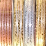 Лента сатенена със златен кант, 3 mm, 10m, лилава