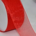 Лента шифон, 40 mm, 10m, тъмно червена