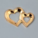 Миниатюра, две сърца, 22 mm, 5 бр., злато