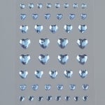 Самозалепващи се кристали, Herz, сърце, 4, 6, 8, 10 mm, 46  бр., светло сини