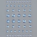 Самозалепващи се кристали, Rund, кръг, 4, 5, 6, 8 mm, 54 бр., светло сини