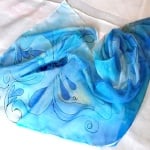 Шифонен шал от естествена коприна, Chiffon, 55 x 180 mm,  морав
