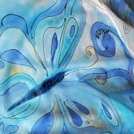 Шифонен шал от естествена коприна, Chiffon, 55 x 180 mm, яркорозов