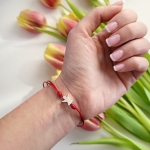 Ангел пазител - Гривна с червен конец (сребрист)