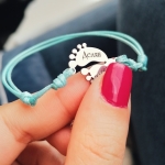 Baby Feet Гривна с буква или име (сребриста)