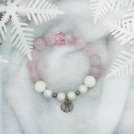 Дамска гривна с камъни и стоманена висулка - Angel Wings