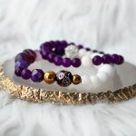 Комплект дамски гривни от естествени камъни - Lilac Kisses