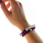 Комплект дамски гривни от естествени камъни - Lilac Kisses