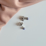 Обеци от медицинска стомана с кристал (сребристи)