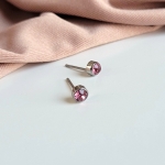 Обеци от медицинска стомана с кристал (сребристи)