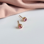 Обеци от медицинска стомана с кристал (златисти)