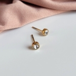 Обеци от медицинска стомана с кристал (златисти)