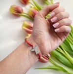 Shiny Angel - Гривна с червен конец (сребрист)