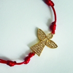 Shiny Angel - Гривна с червен конец (златист)