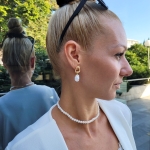 Висящи обеци с перла Milk and Silk