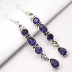 Обици Воден Сапфир, Йолит със Сребро 925