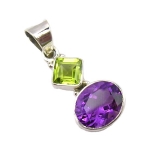 Медальон Перидот и Аметист със Сребро 925