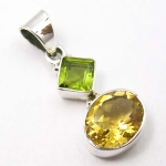 Медальон Перидот и Цитрин със Сребро 925