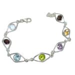 Гривна Топаз, Цитрин, Опушен Кварц, Аметист, Гранат, Лунен Камък и Перидот със Сребро 925