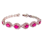 Гривна с 6 бр. Фасети от Прозрачен Рубин и Циркон със Сребро 925 и Родий