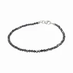 Гривна Фасетиран Хематит Топче 2,5 мм със Сребро 925