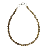 Гривна Фасетиран Сребрист Обсидиан Топче 3,3 мм със Сребро 925