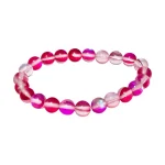 Гривна Розова Рейнбоу Аура Аква Кварц Гланц Топче 8 мм