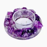 Свещник за Ароматни Свещи с Аметист и Златни Люспи