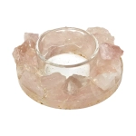 Свещник за Ароматни Свещи с Розов Кварц и Златни Люспи