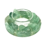 Свещник за Ароматни Свещи с Флуорит и Златни Люспи