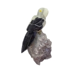 Фигурка на Папагал от полускъпоценни камъни - Оникс, Доломит, Аметист, Планински Кристал