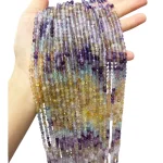 Наниз Рейнбоу Флуорит Фасетирано Топче 4 мм