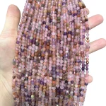 Наниз Аметист, Розов Кварц, Карнеол Фасетирано Топче 4 мм