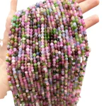 Наниз Многоцветен Турмалин Подсилен Цвят Фасетирано Топче 4 мм