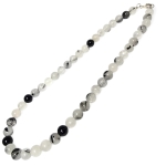 Колие Черен Турмалин в Планински Кристал, Стрелите на Амур Топче 8 мм със Сребро 925