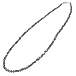 Колие Фасетиран Хематит Топче 3,5 мм със Сребро