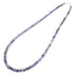 Колие Йолит, Кордиерит, Воден Сапфир Фасетирано Топче 4 мм със Сребро 925