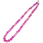 Колие Розов Рейнбоу Аура Аква Кварц Мат Топче 8 мм