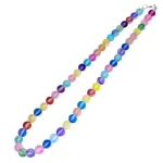 Колие Розов Рейнбоу Аура Аква Кварц Мат Топче 8 мм Колие Розов Рейнбоу Аура Аква Кварц Мат Топче 8 мм