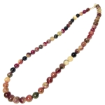 Колие Многоцветен Турмалин Топче 7,5 мм със Сребро 925