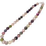 Колие Многоцветен Турмалин Светъл топче 10 мм със Сребро 925