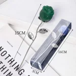 Роза от Авантюрин с Посребрен Ствол и Листа