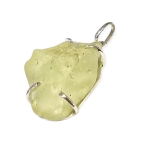 Медальон Метеорит Тектит Жълто Либийско Пустинно Стъкло със Сребро 925
