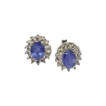 Обици Танзанит и Циркон със Сребро 925 и Родий