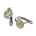 Обици Благороден Опал и Циркон със Сребро 925