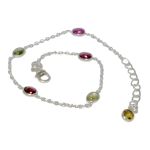 Гривна Цветен Турмалин, Рубелит, Верделит, Дравит, Цилайзит, Ахроит със Сребро 925
