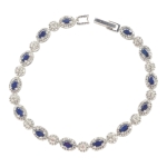 Гривна с Фасетиран Син Прозрачен Сапфир и Циркон със Сребро 925 и Родий