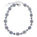 Гривна с 25 бр. Фасети от Прозрачен Танзанит и Циркон със Сребро 925 и Родий