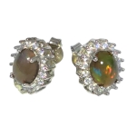 Обици Благороден Опал и Циркон със Сребро 925