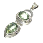 Медальон Празиолит, Вермарин със Сребро 925